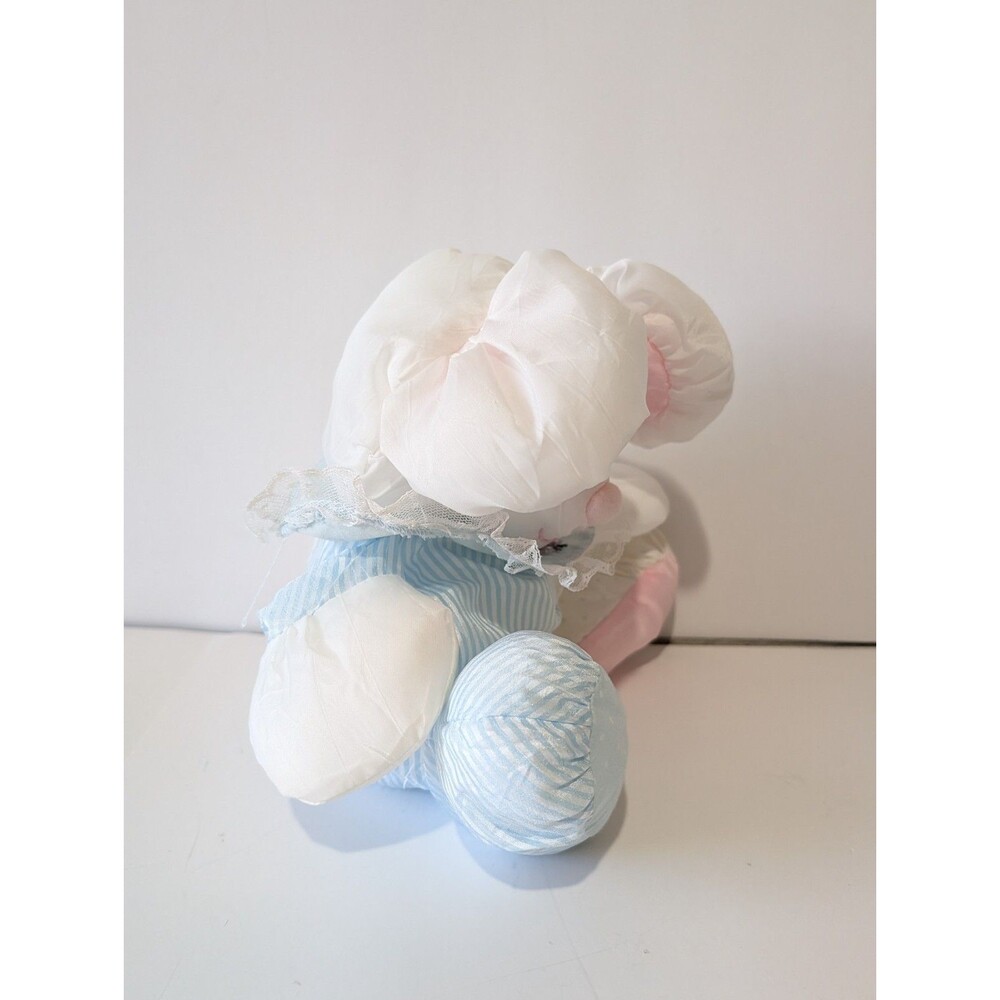 Vintage Fisher Price Puffalump #1357 Baby Mouse Pastel Blue Bib Rattle 1988 - Picture 5 of 11